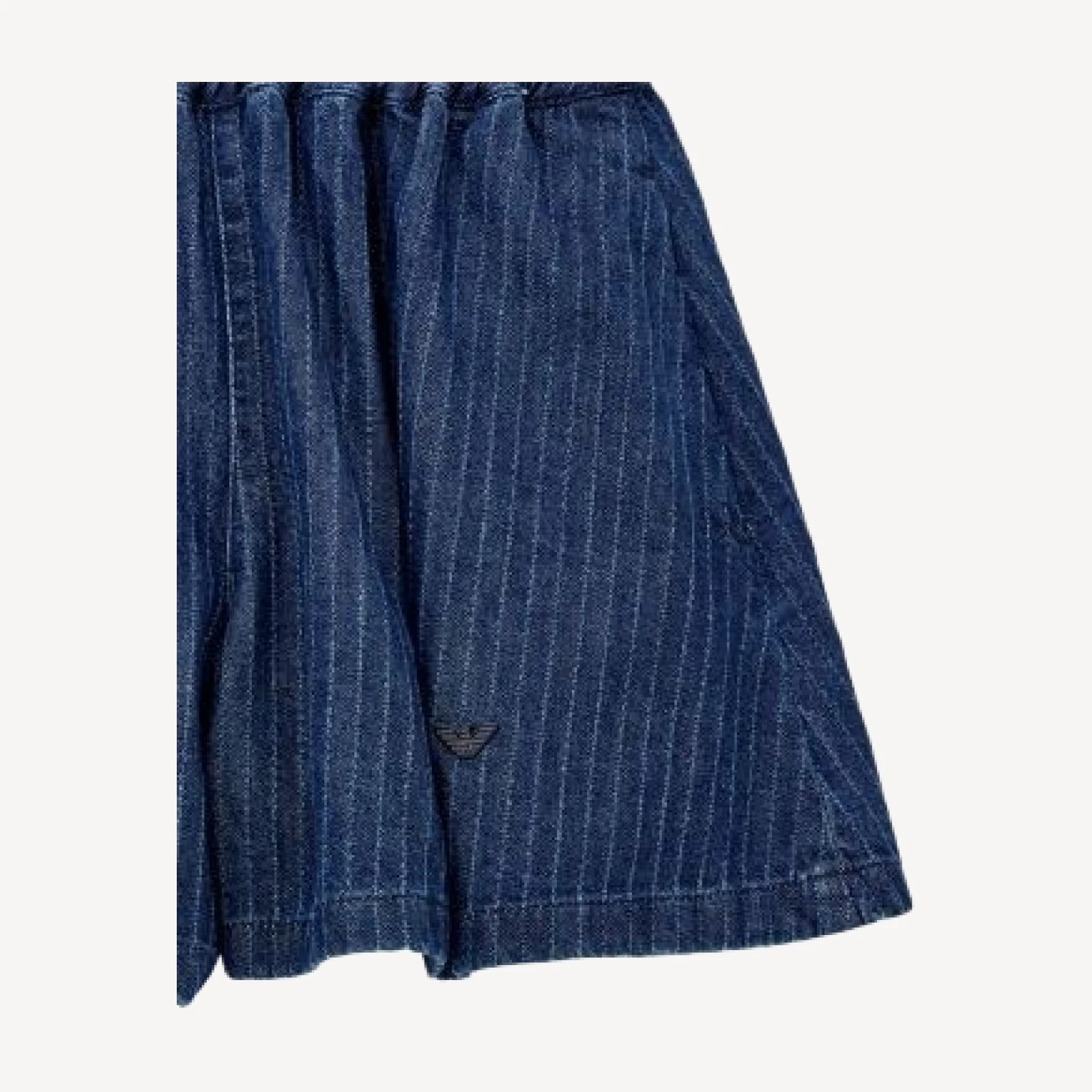 Emporio Armani Cotton Pinstriped Denim Shorts in Medium Blue Denim