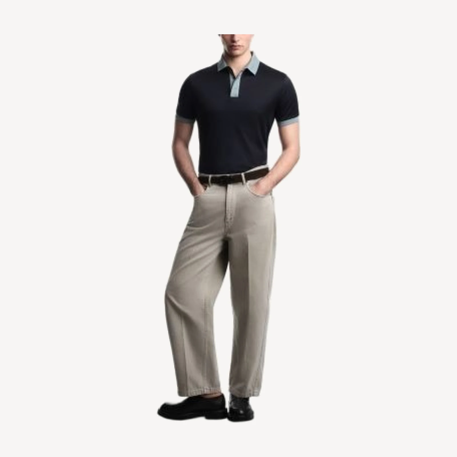 Emporio Armani Contrast Hem Cotton Blend Polo Shirt