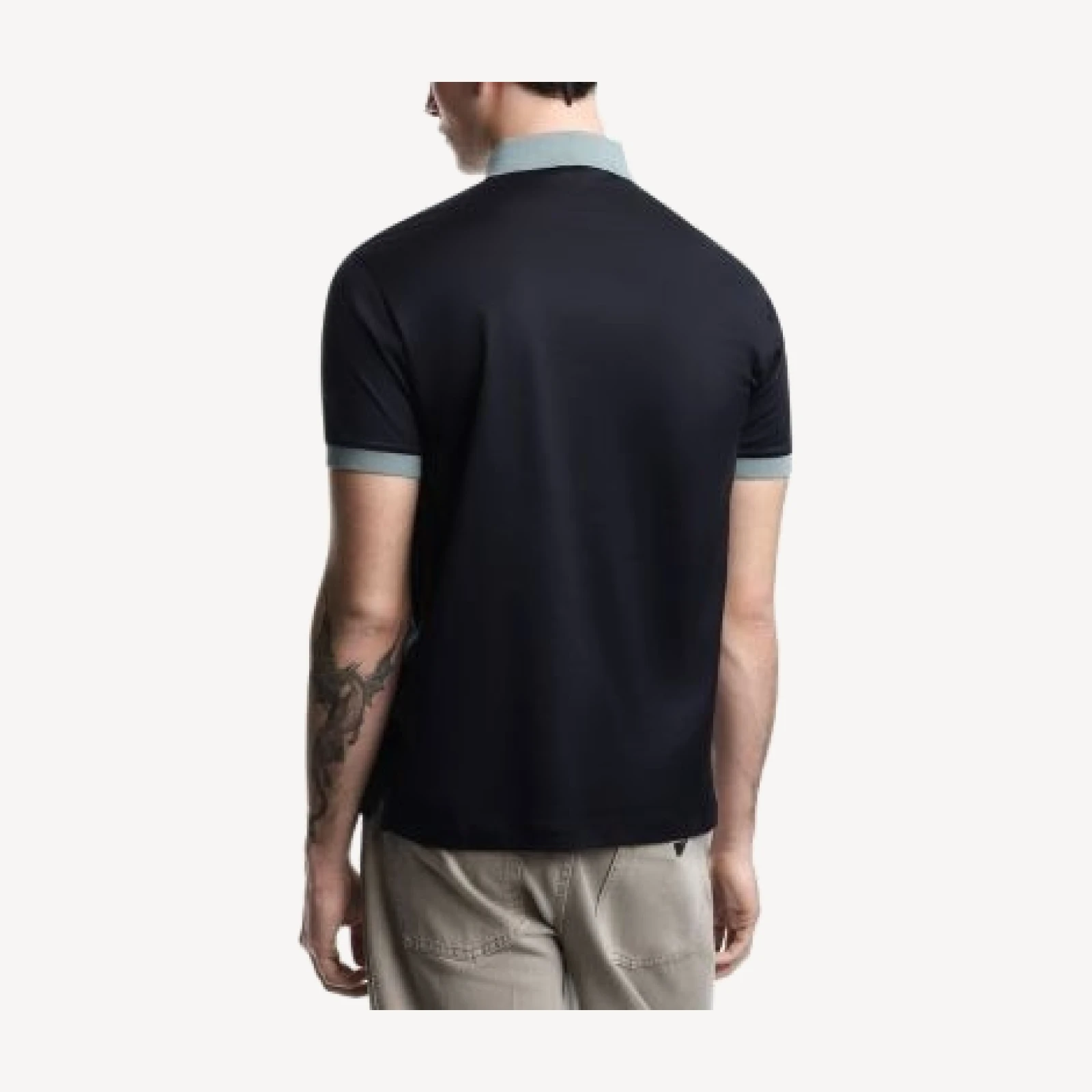 Emporio Armani Contrast Hem Cotton Blend Polo Shirt