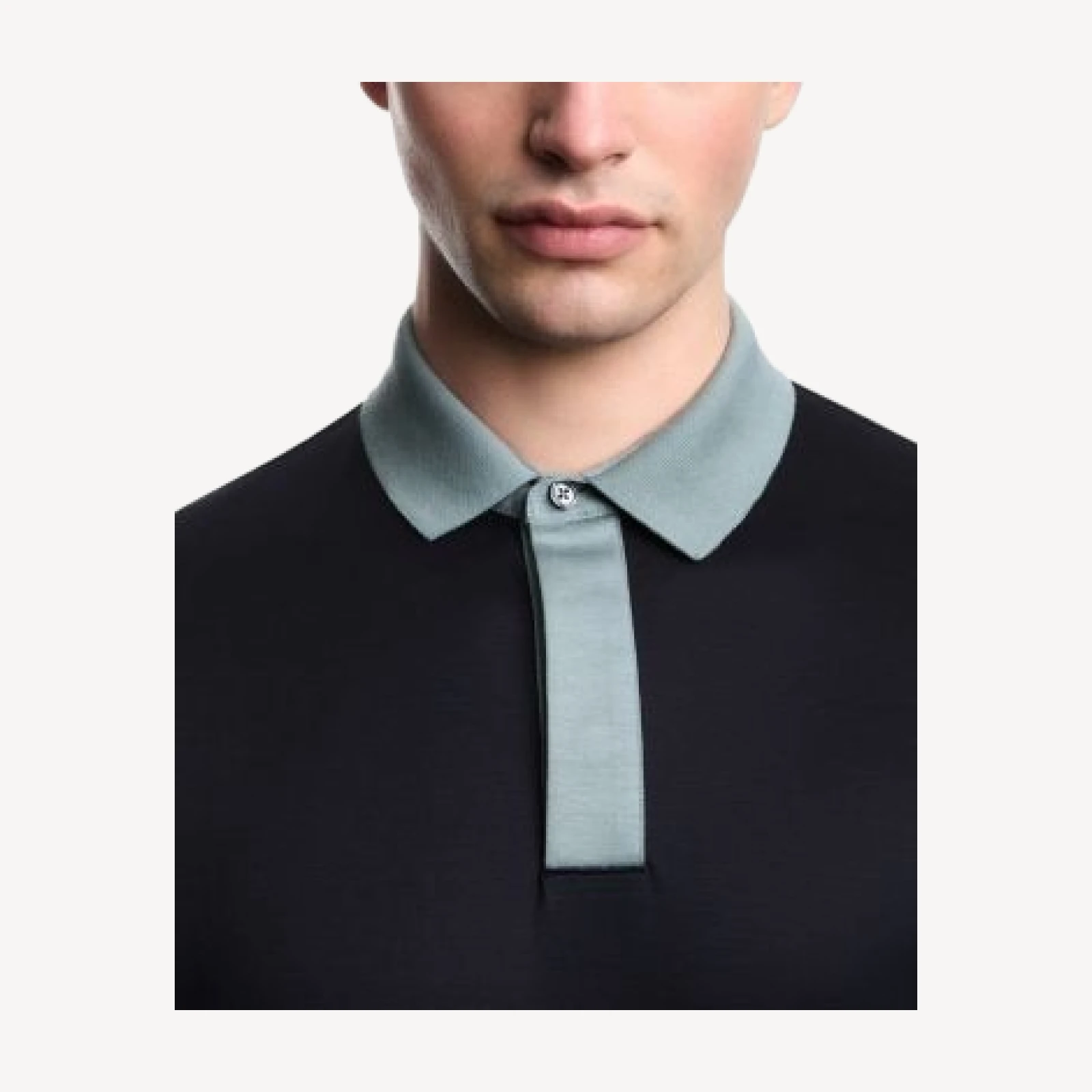 Emporio Armani Contrast Hem Cotton Blend Polo Shirt