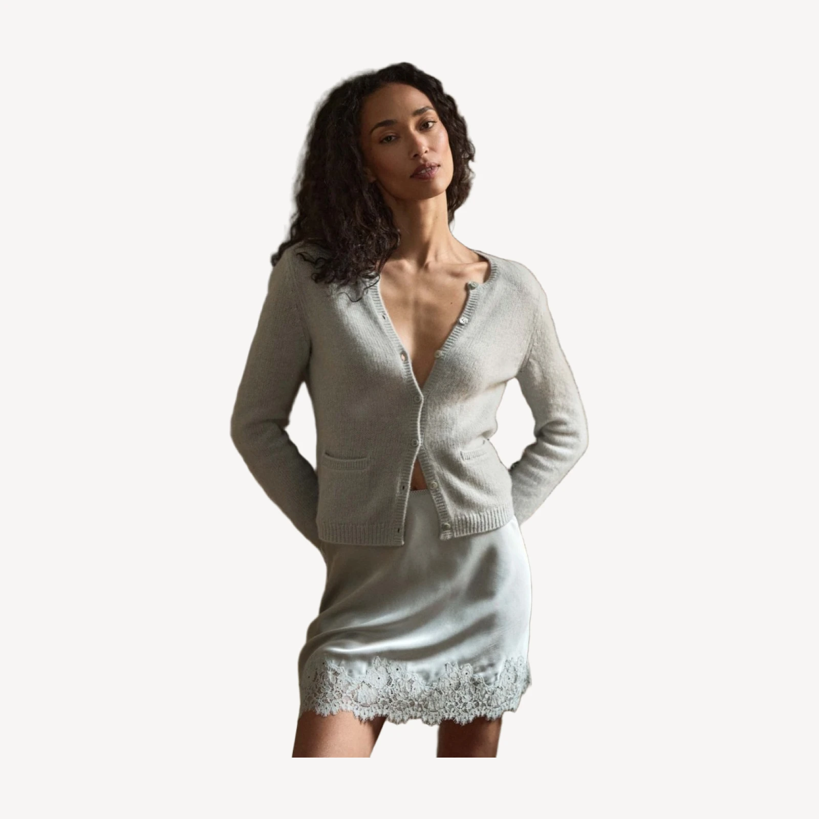 THEA CASHMERE CARDIGAN -- EUCALYPTUS