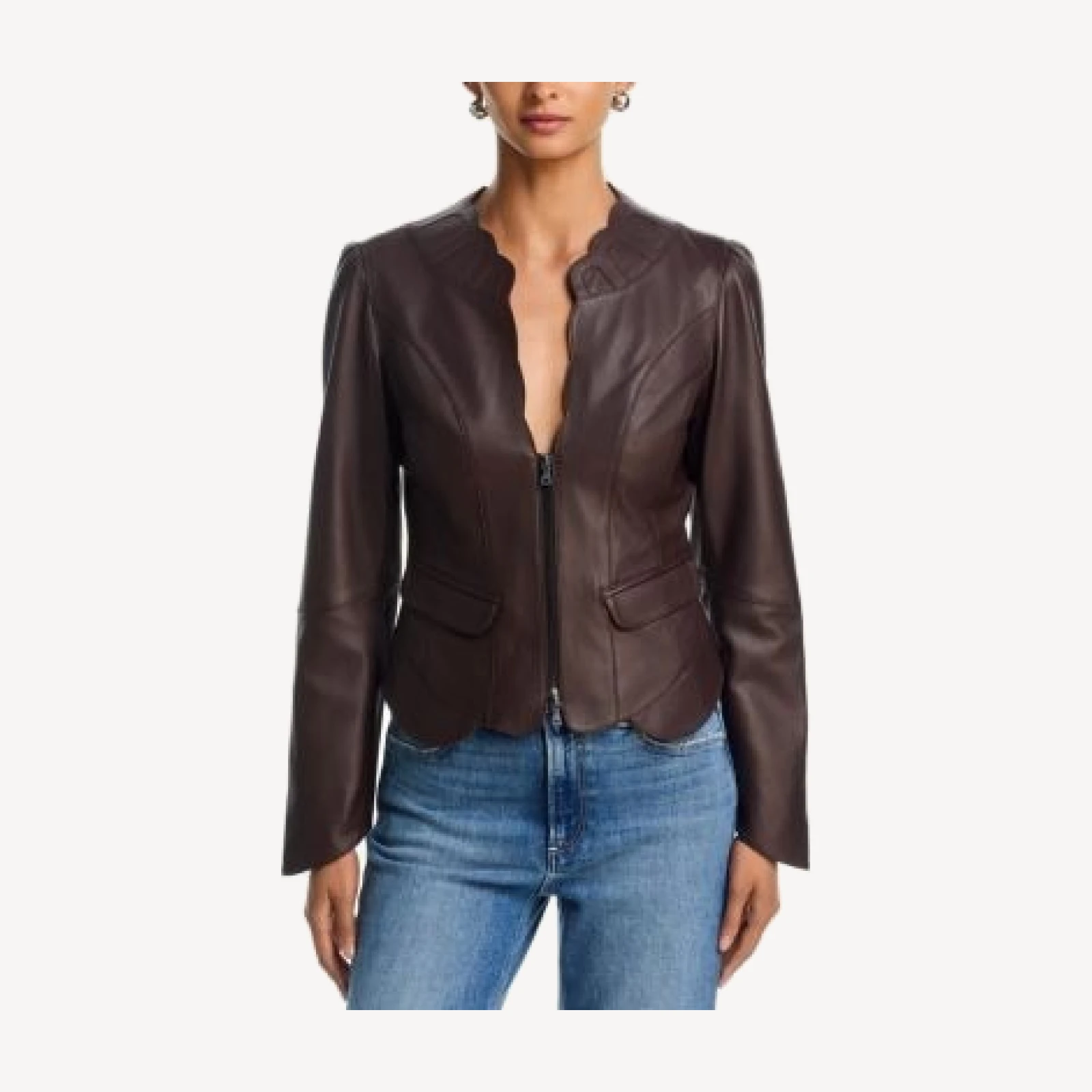 Paige Eunice Collarless Leather Jacket