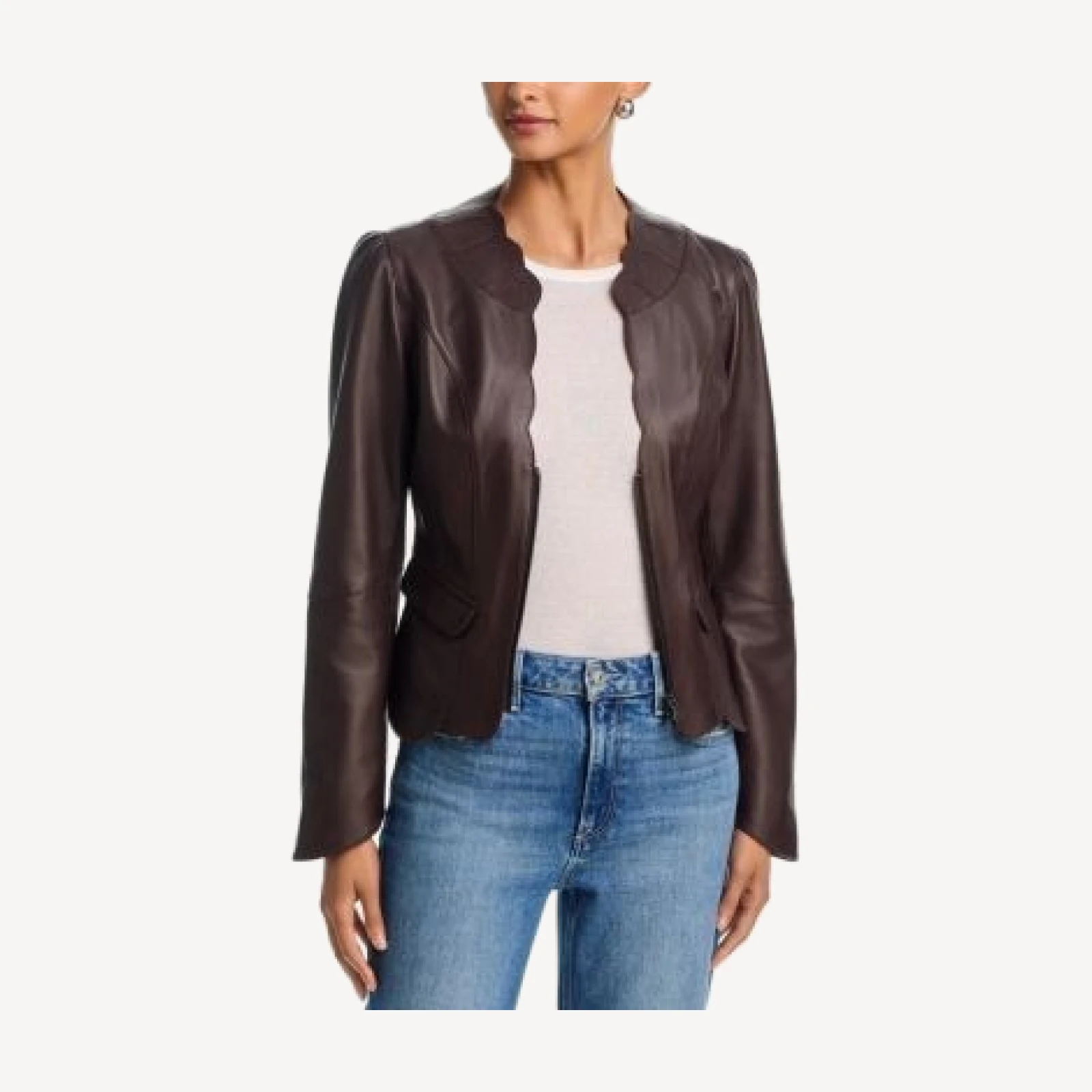 Paige Eunice Collarless Leather Jacket