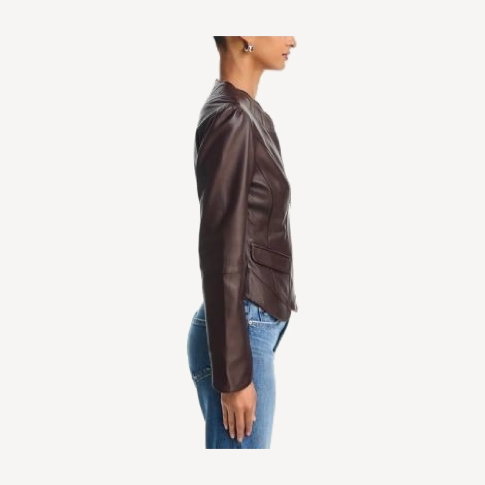 Paige Eunice Collarless Leather Jacket