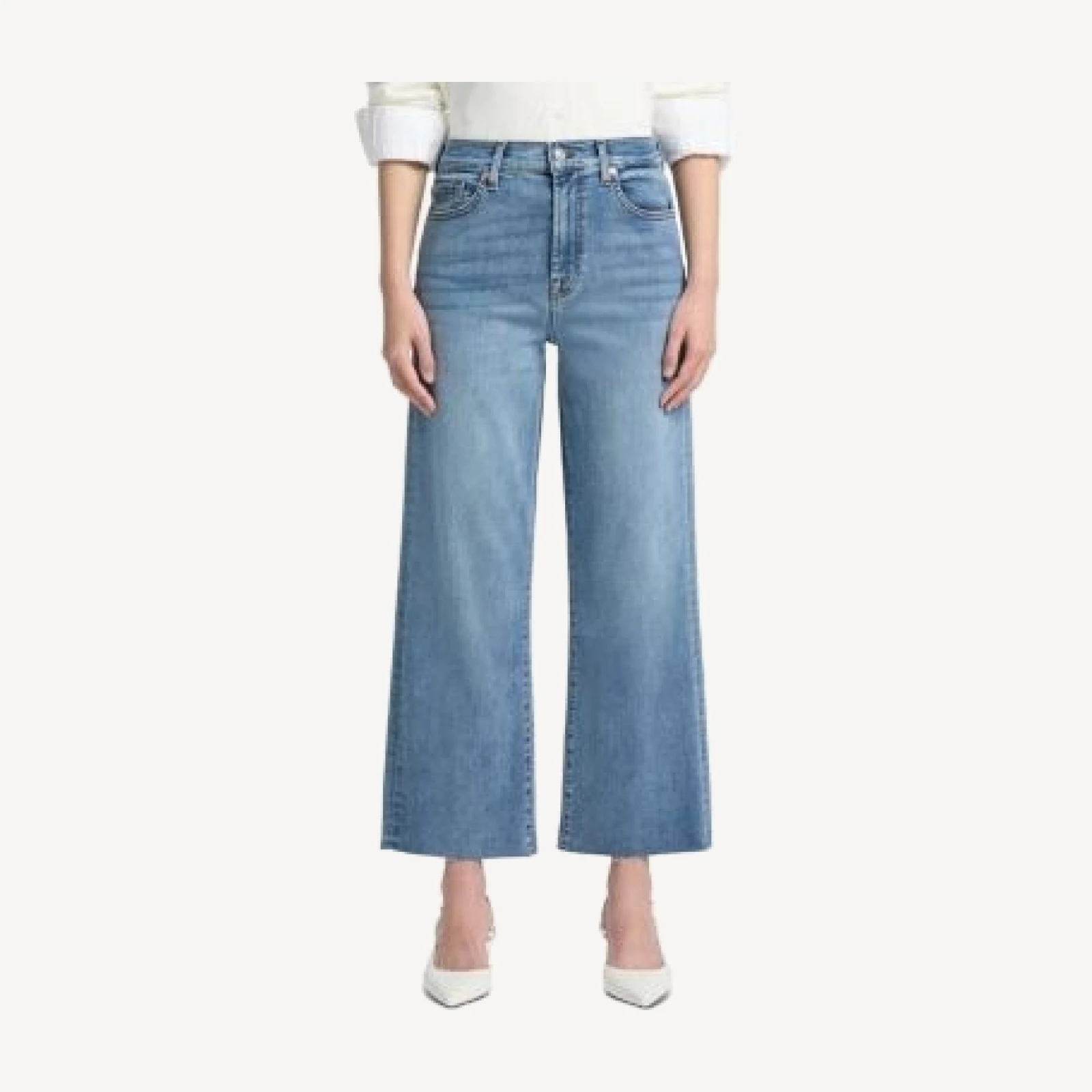 7 For All Mankind High Rise Cropped Wide Leg Alexa Jeans in Clara