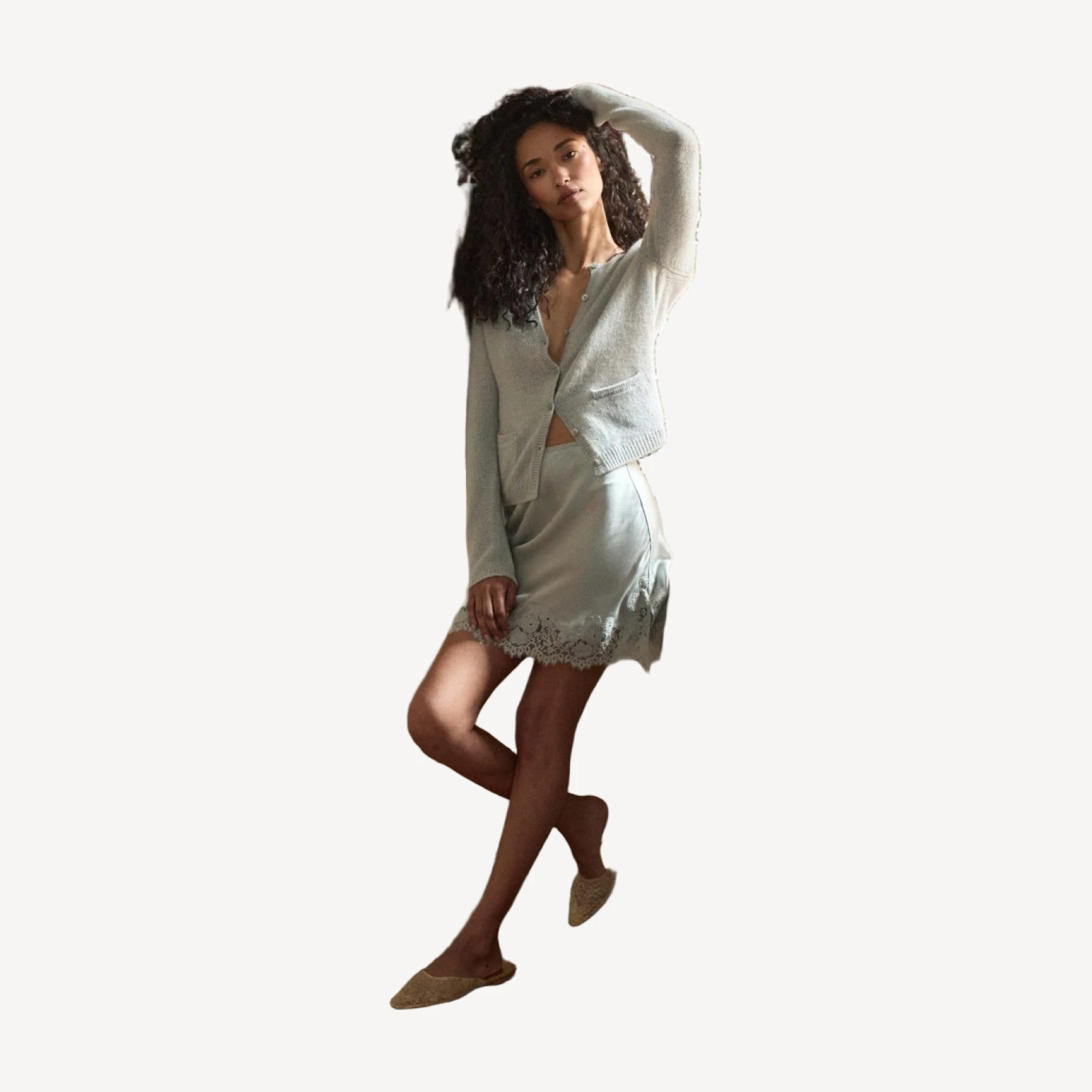 THEA CASHMERE CARDIGAN -- EUCALYPTUS