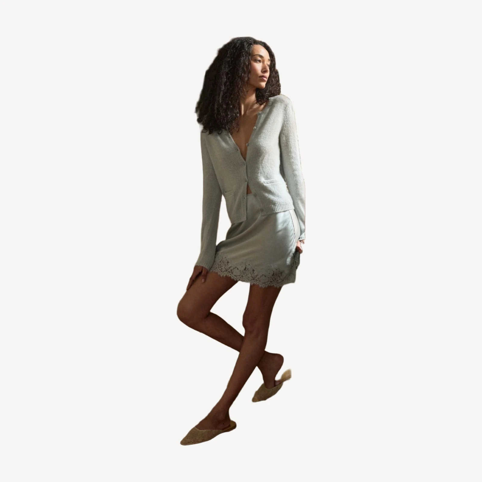 THEA CASHMERE CARDIGAN -- EUCALYPTUS