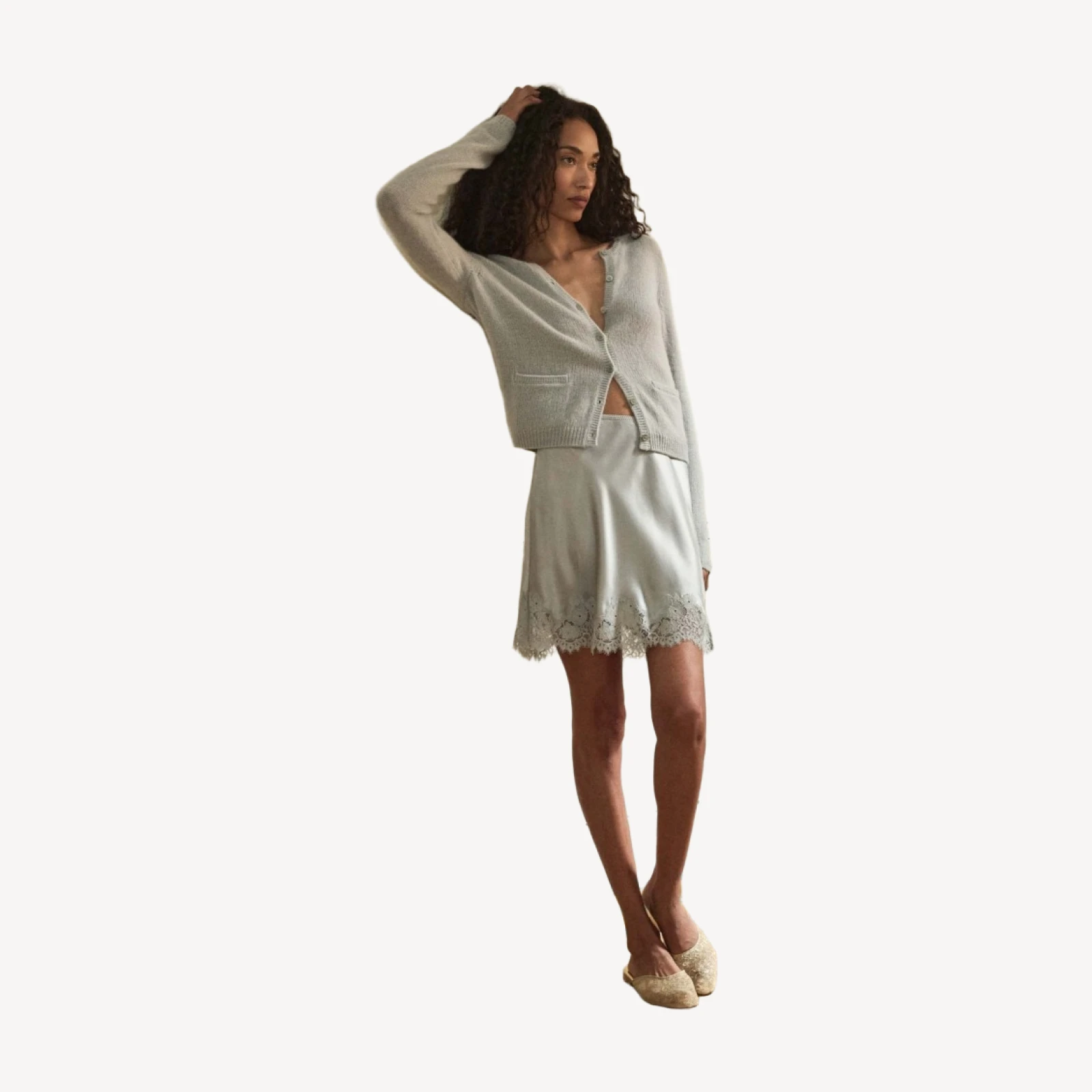 THEA CASHMERE CARDIGAN -- EUCALYPTUS