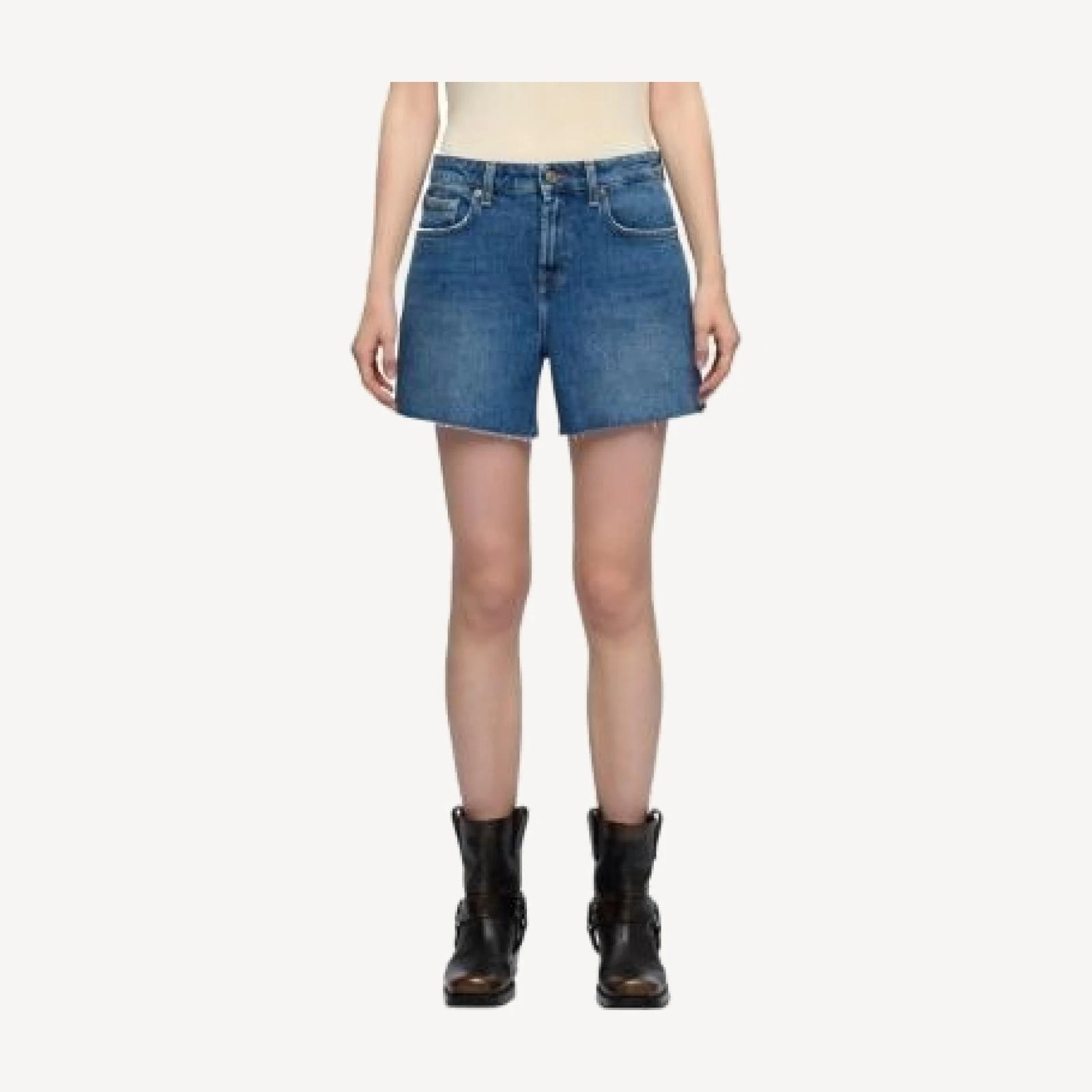7 For All Mankind Monroe Long Denim Shorts in Explorer