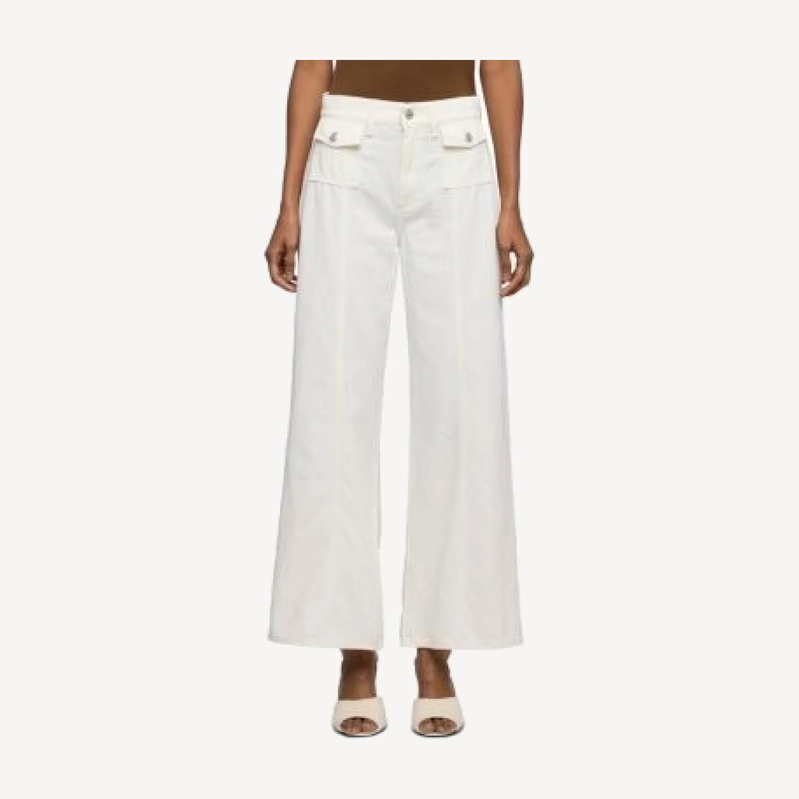 7 For All Mankind Lotta Ankle Wide Leg Jeans in Linen Ostuni