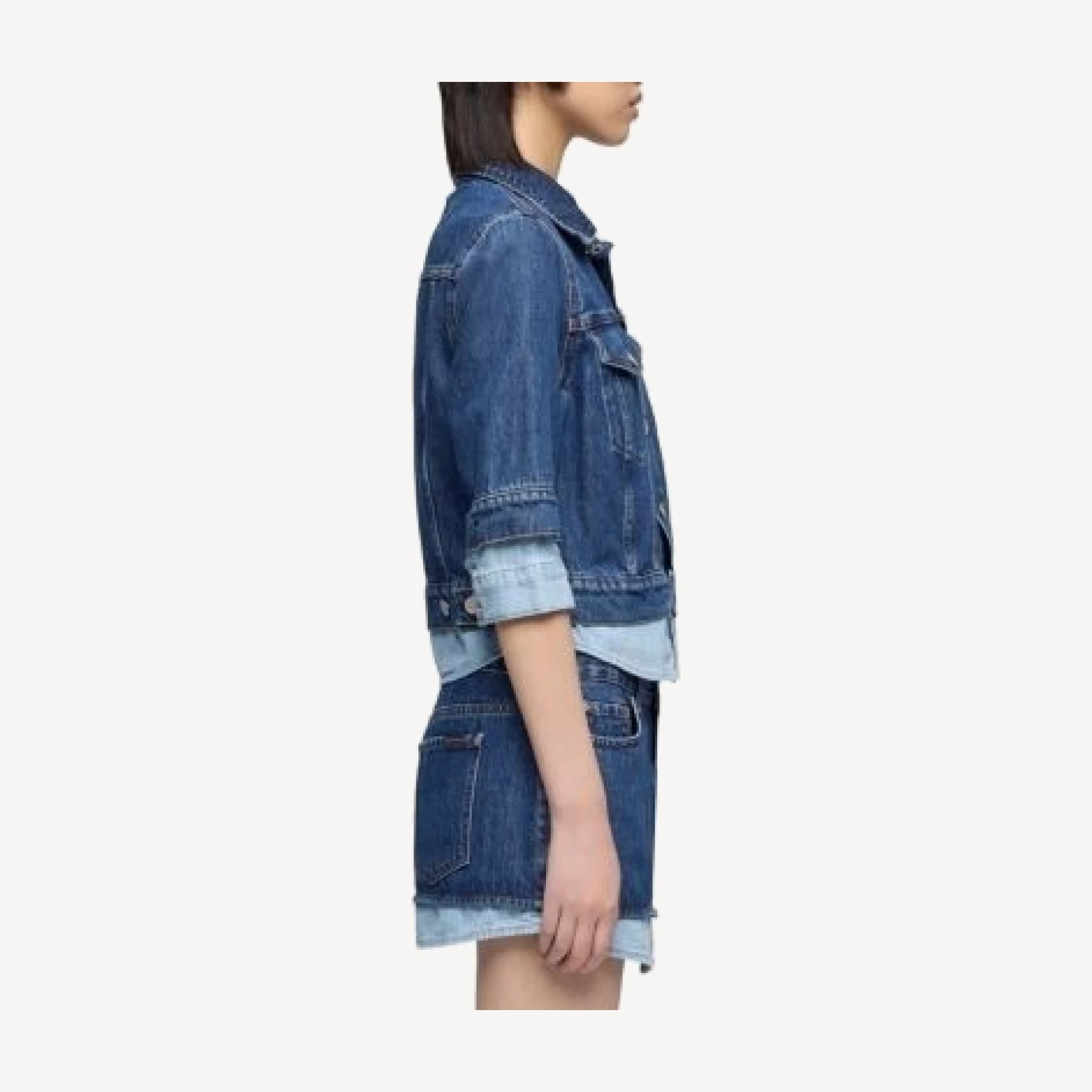 7 For All Mankind Double Layer Denim Trucker Jacket in Shadow