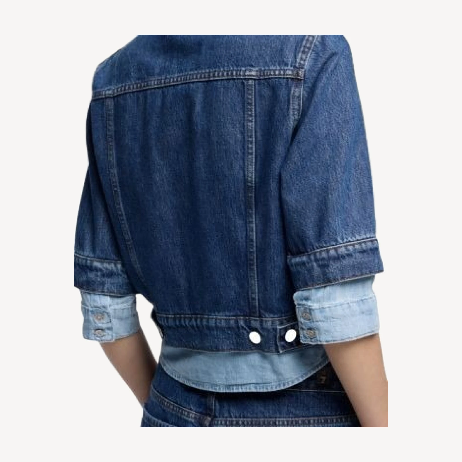 7 For All Mankind Double Layer Denim Trucker Jacket in Shadow