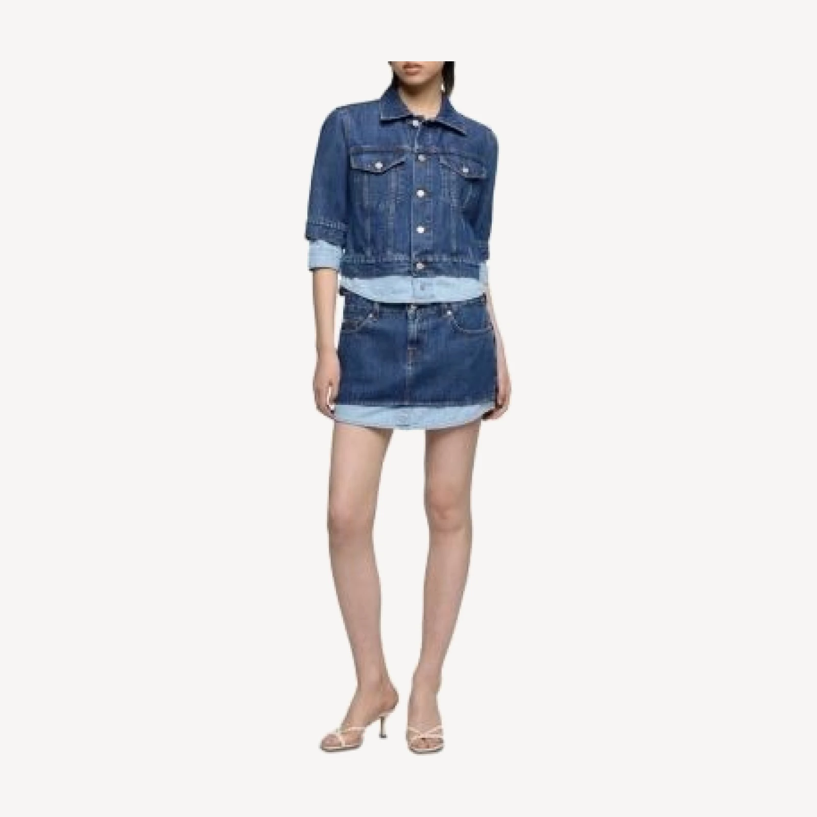 7 For All Mankind Double Layer Cherry Denim Skirt in Shadow