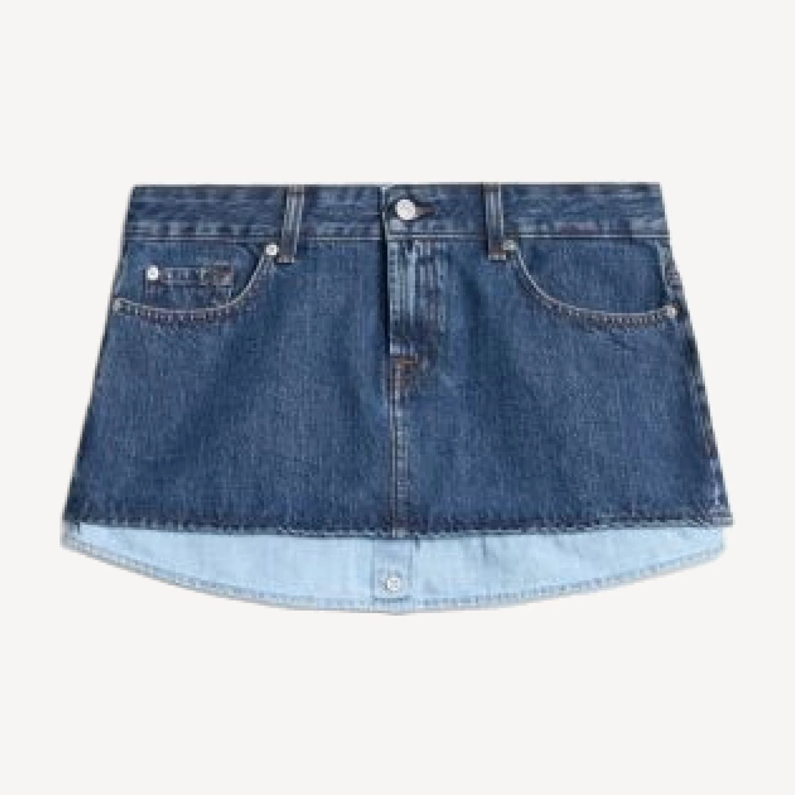 7 For All Mankind Double Layer Cherry Denim Skirt in Shadow