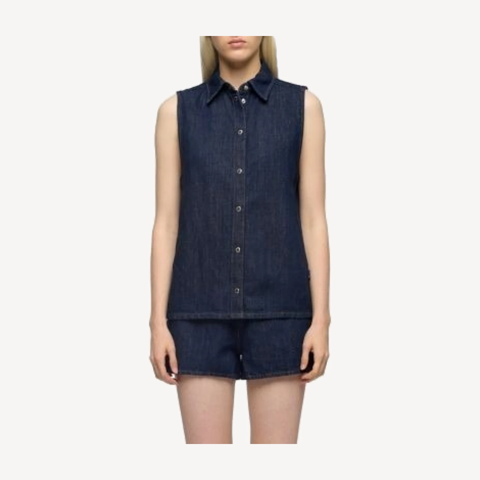 7 For All Mankind Sleeveless Denim Shirt