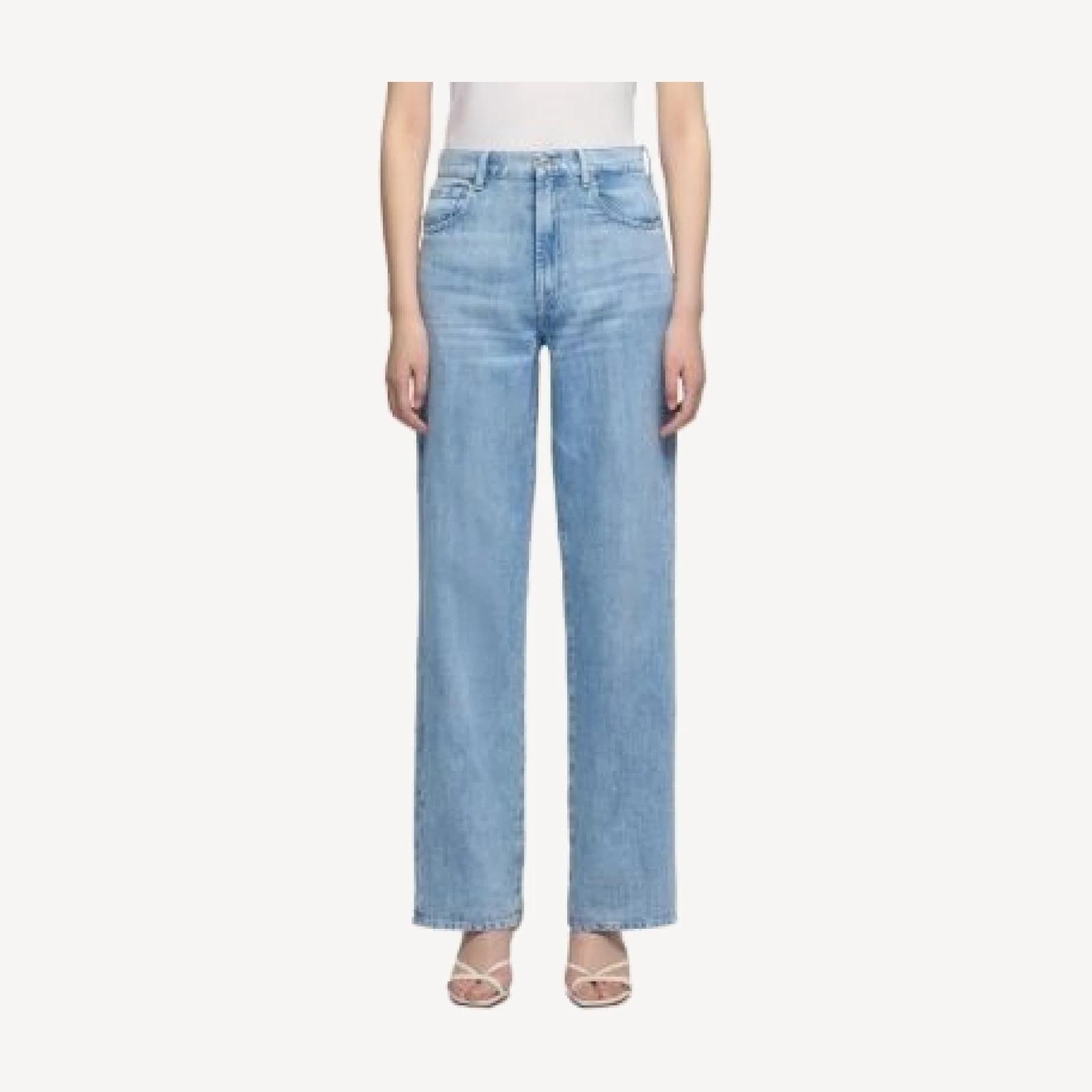 7 For All Mankind High Rise Stovepipe Straight Jeans in Iris