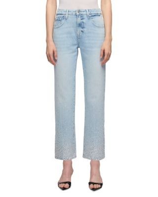 7 For All Mankind Calie Mid Rise Straight Ankle Jeans in Luminous Blue
