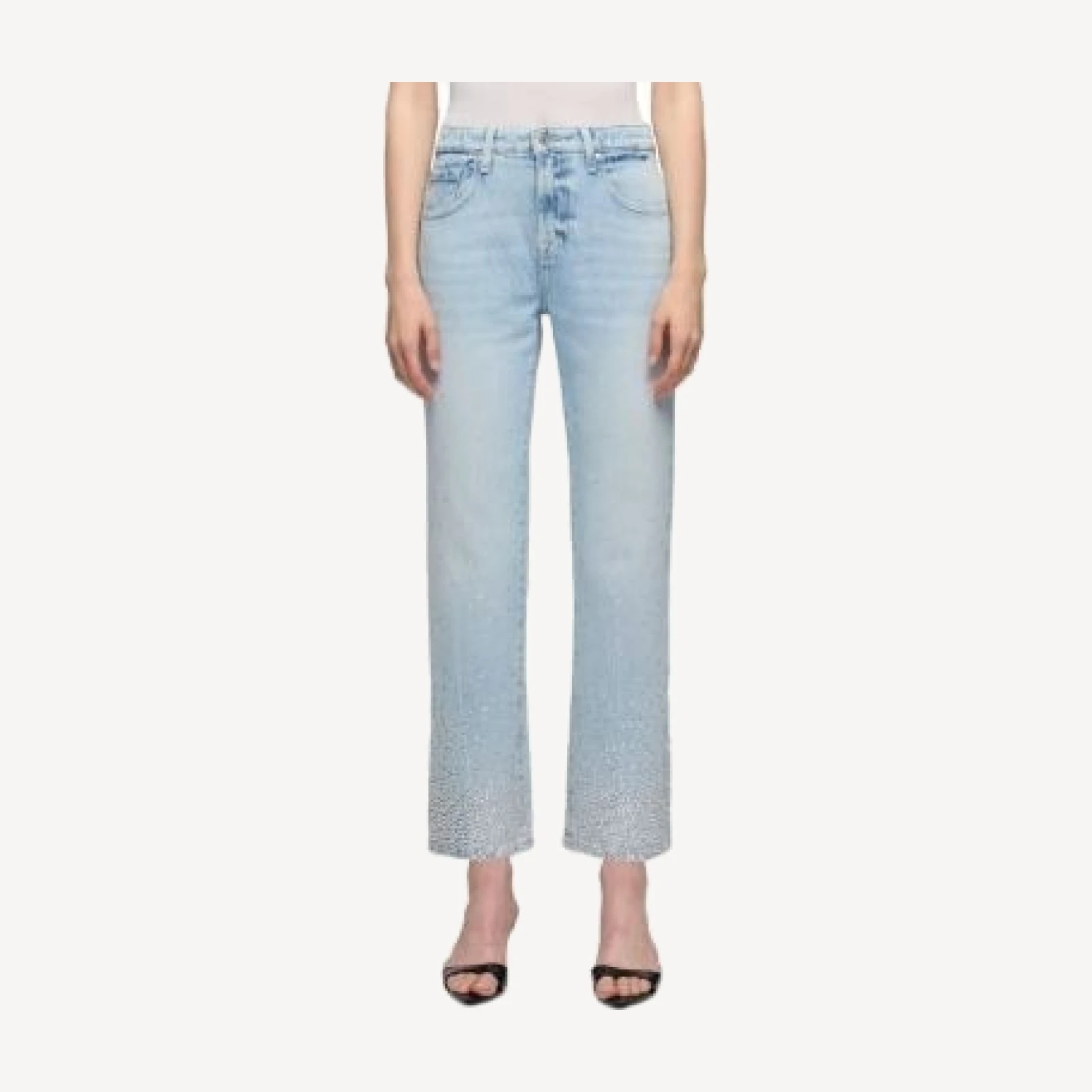 7 For All Mankind Calie Mid Rise Straight Ankle Jeans in Luminous Blue