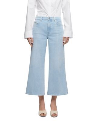 7 For All Mankind Petites Lotta Wide Ankle Jeans in Dewdrop