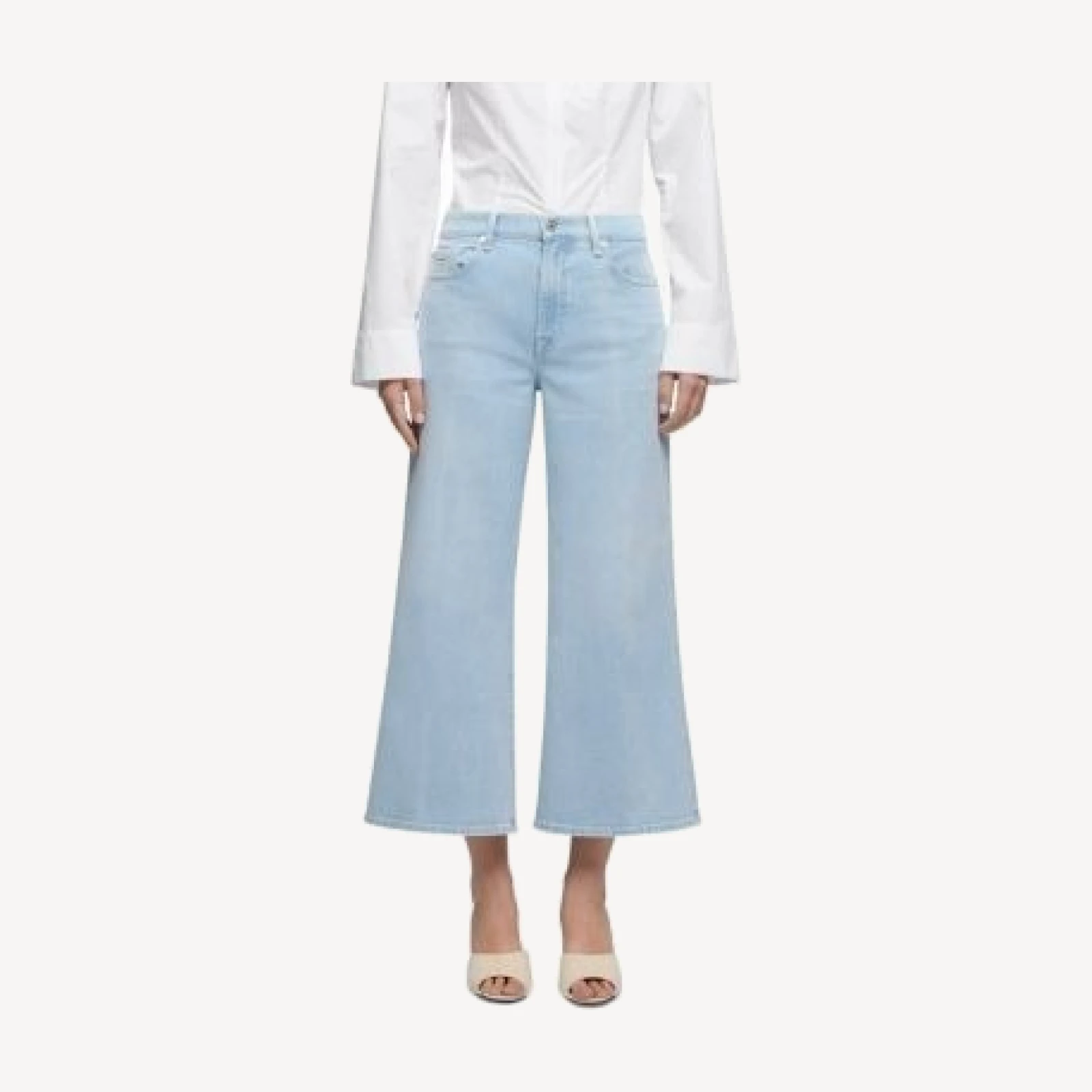 7 For All Mankind Petites Lotta Wide Ankle Jeans in Dewdrop