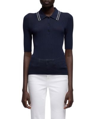 7 For All Mankind Piped Collar Short Sleeve Polo Sweater