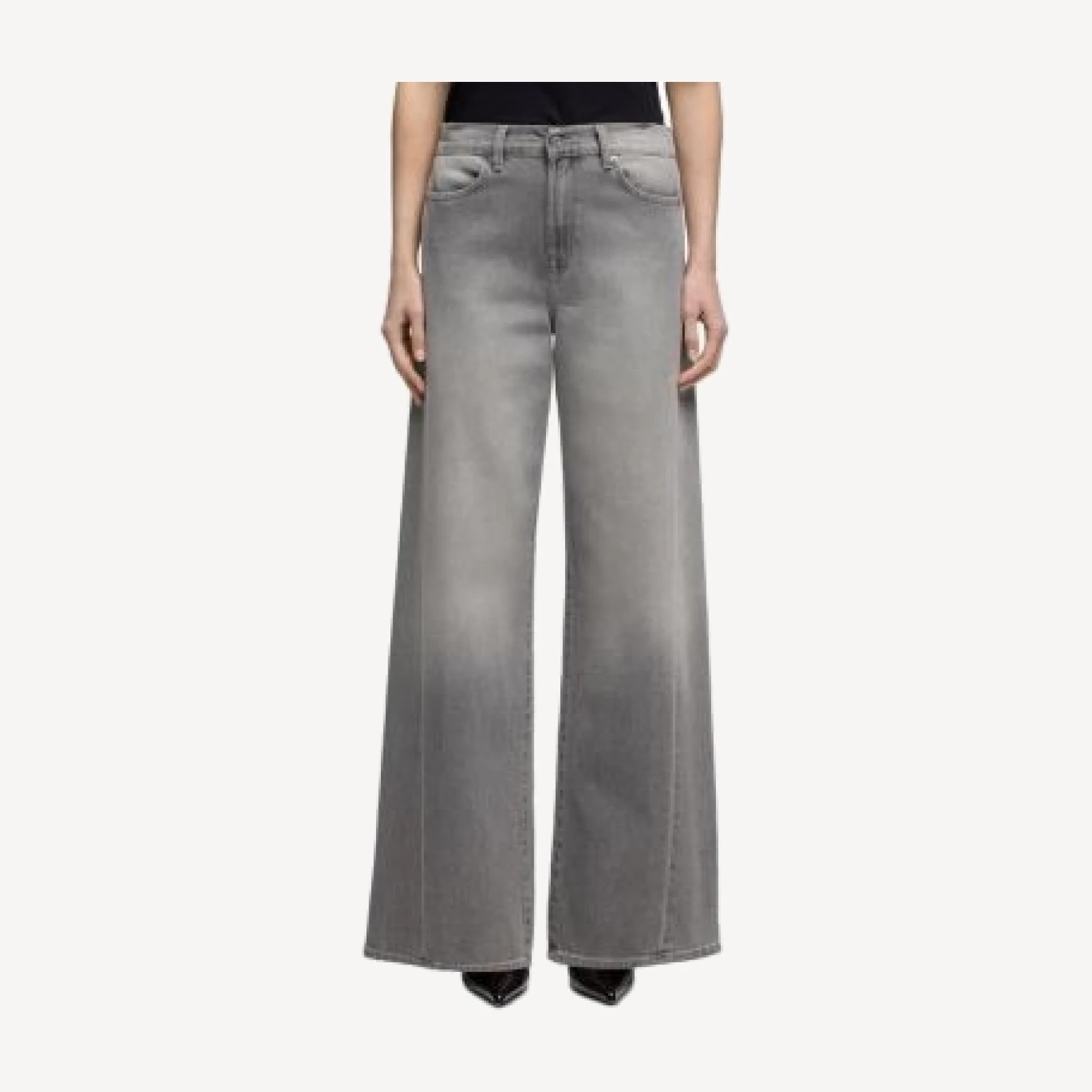 7 For All Mankind Lotta Tailorless High Rise Wide Leg Jeans in Metal