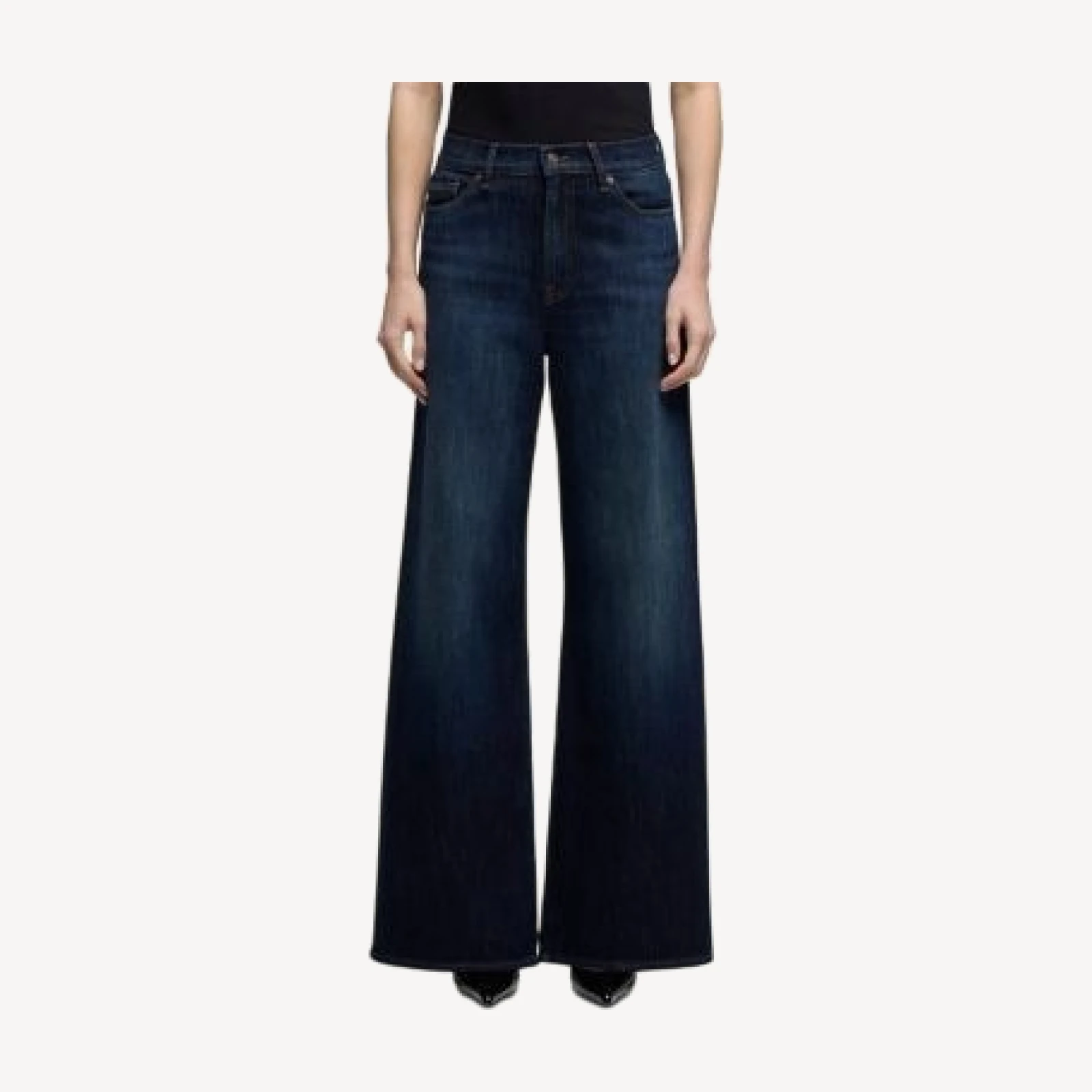 7 For All Mankind Lotta Tailorless High Rise Wide Leg Jeans in Deep Sea