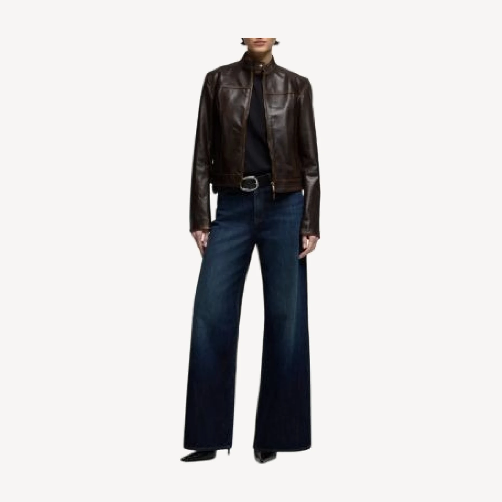 7 For All Mankind Lotta Tailorless High Rise Wide Leg Jeans in Deep Sea