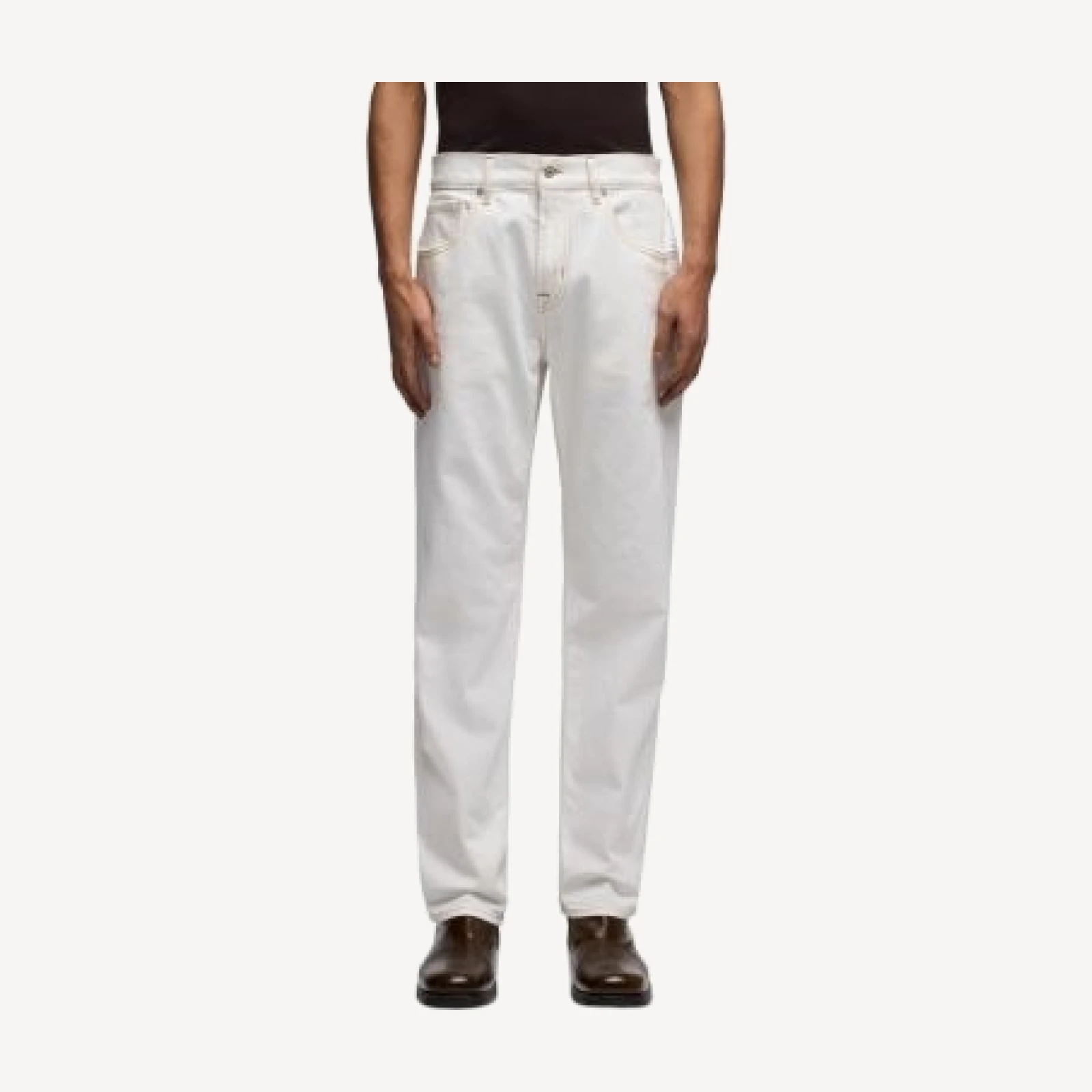 7 For All Mankind Straight Fit Cotton Blend Jeans in Cotton