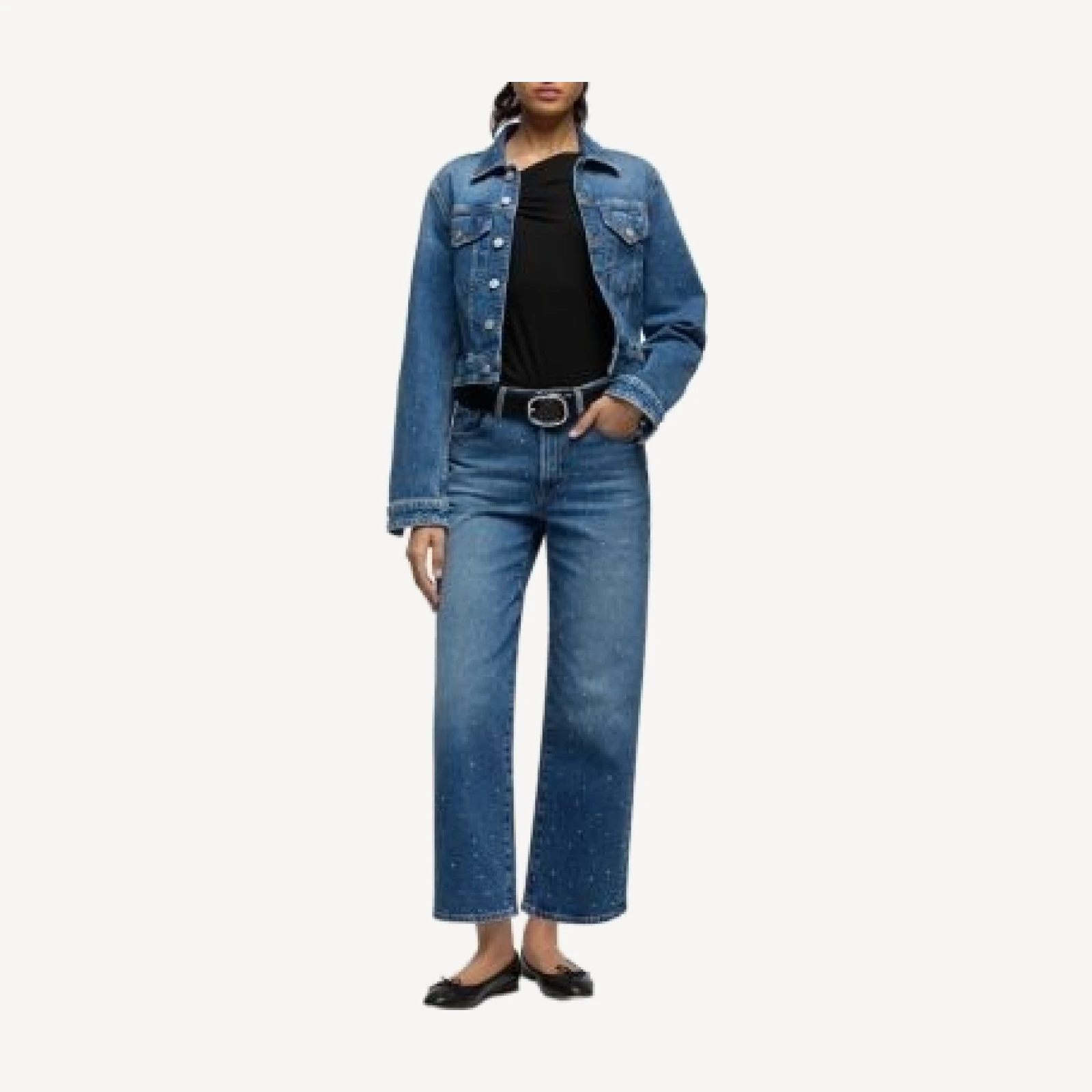 7 For All Mankind Stovepipe Straight Ankle Jeans in Blue Shine