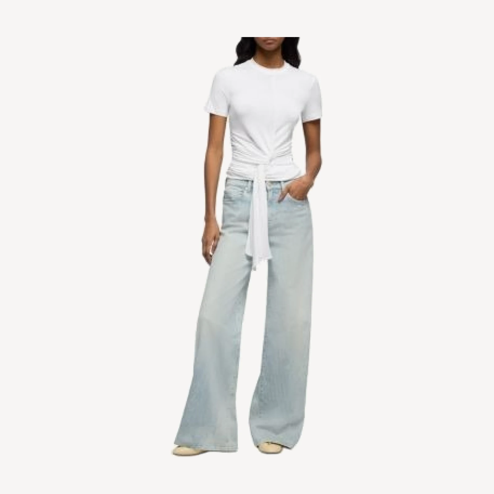 7 For All Mankind Lotta High Rise Wide Leg Jeans in Sugar