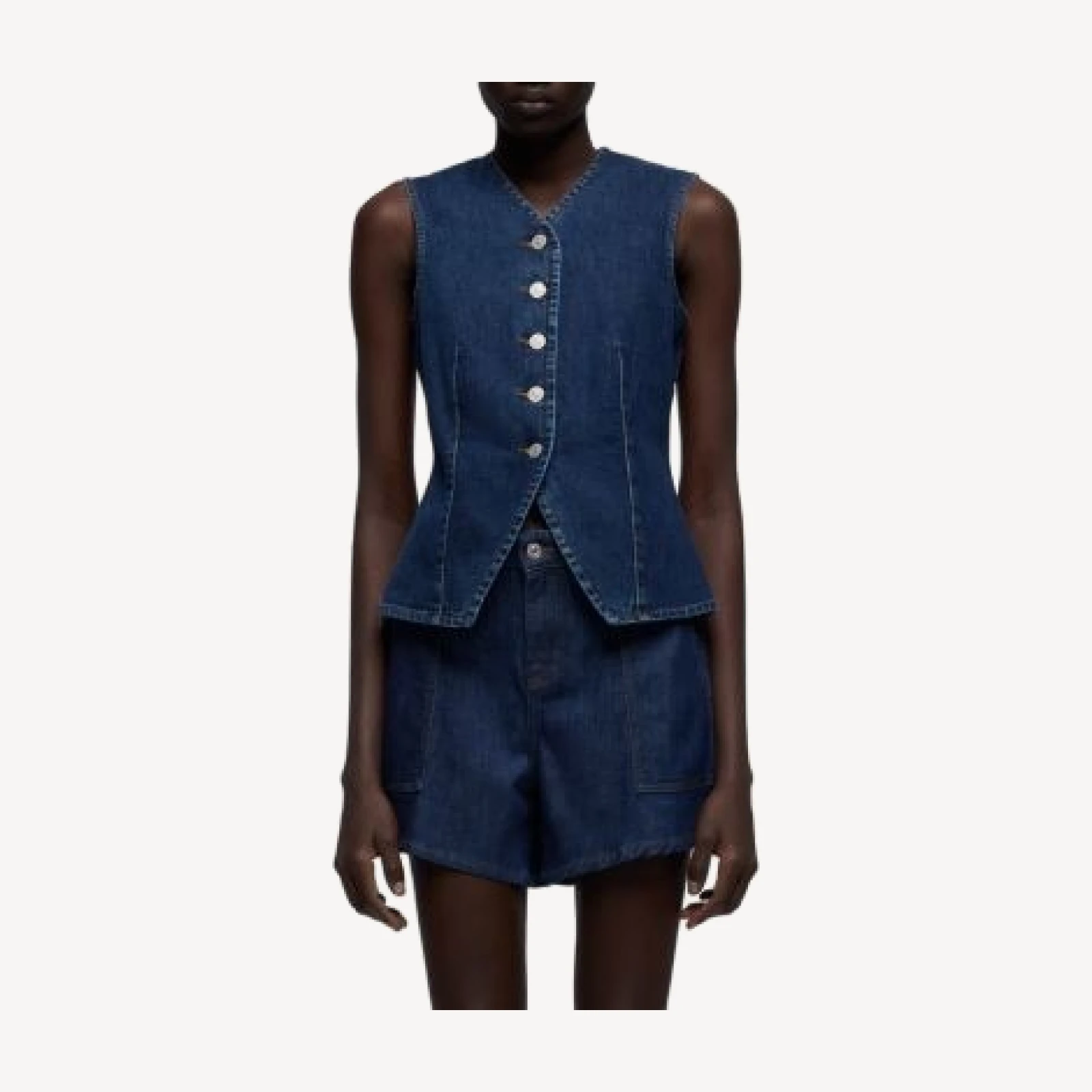 7 For All Mankind Denim Lady Vest in Indiglow