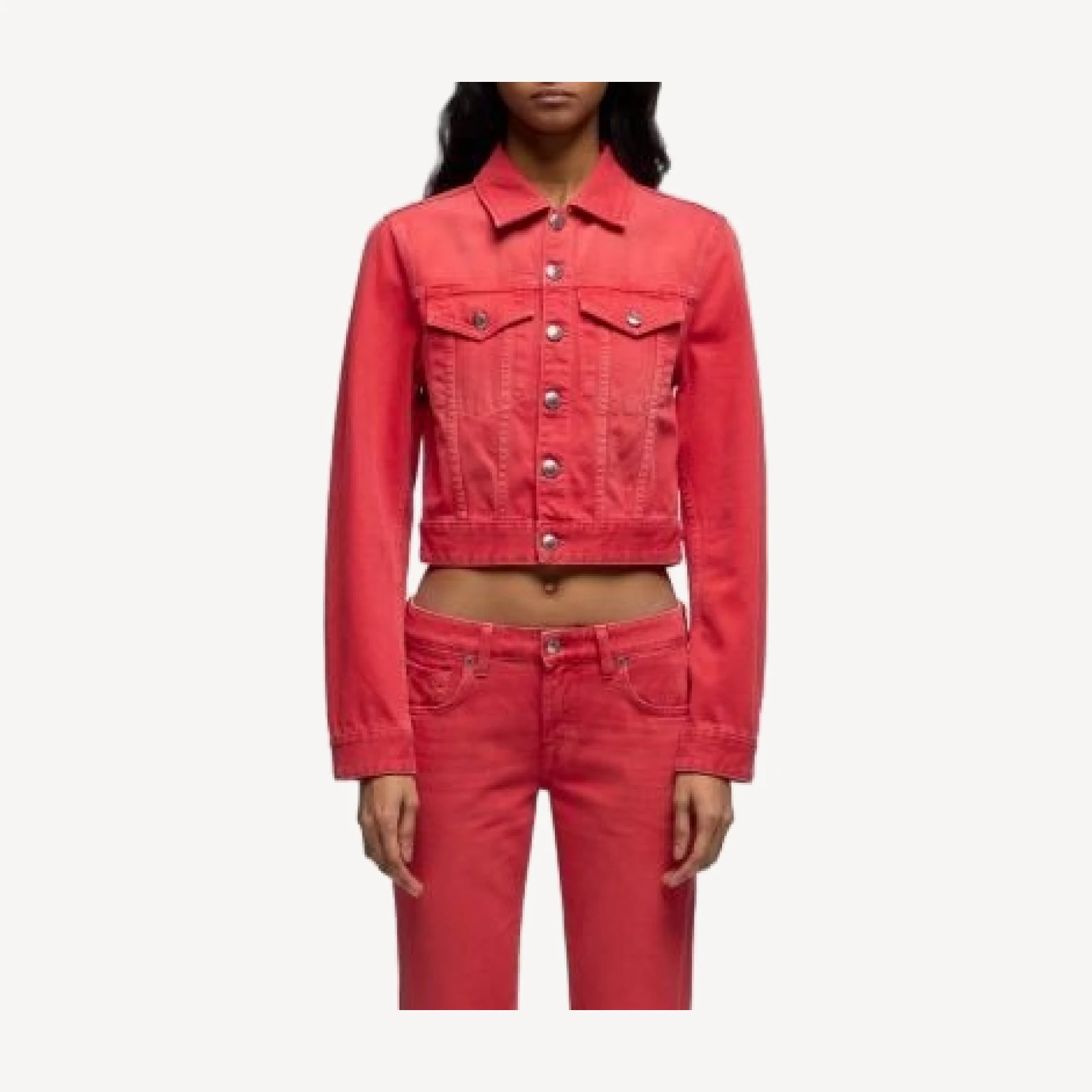 7 For All Mankind Shrunken Jean Jacket in Flame