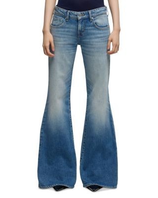 7 For All Mankind Low Rise Flare Jeans in Blue Haze