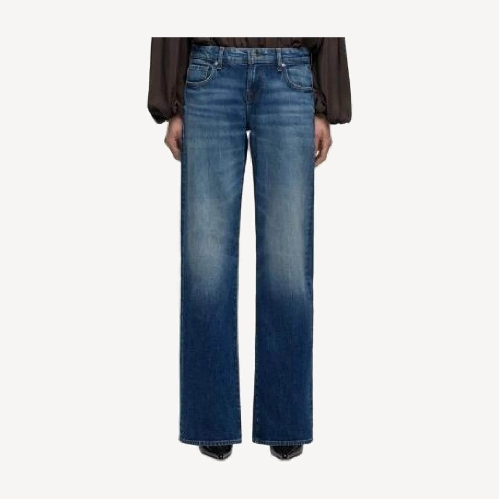 7 For All Mankind Low Rise Straight Jeans in Blue Core