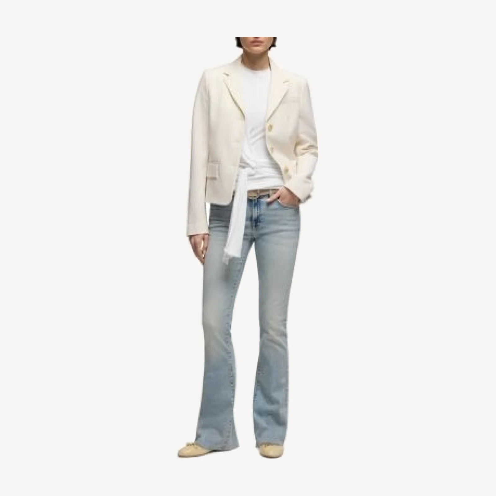 7 For All Mankind Tailorless High Rise Bootcut Jeans in Ghost Blue