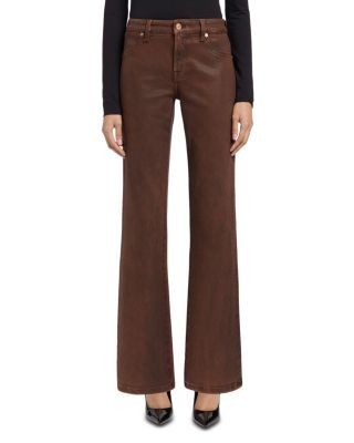 7 For All Mankind Calie Mid Rise Straight Jeans in Coating Cognac