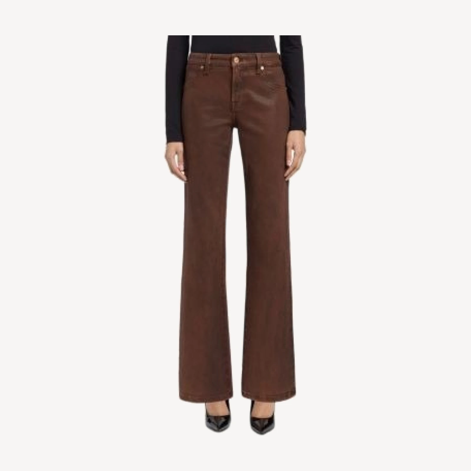 7 For All Mankind Calie Mid Rise Straight Jeans in Coating Cognac