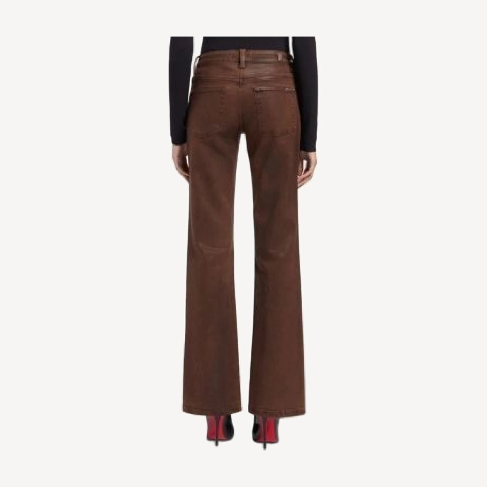 7 For All Mankind Calie Mid Rise Straight Jeans in Coating Cognac