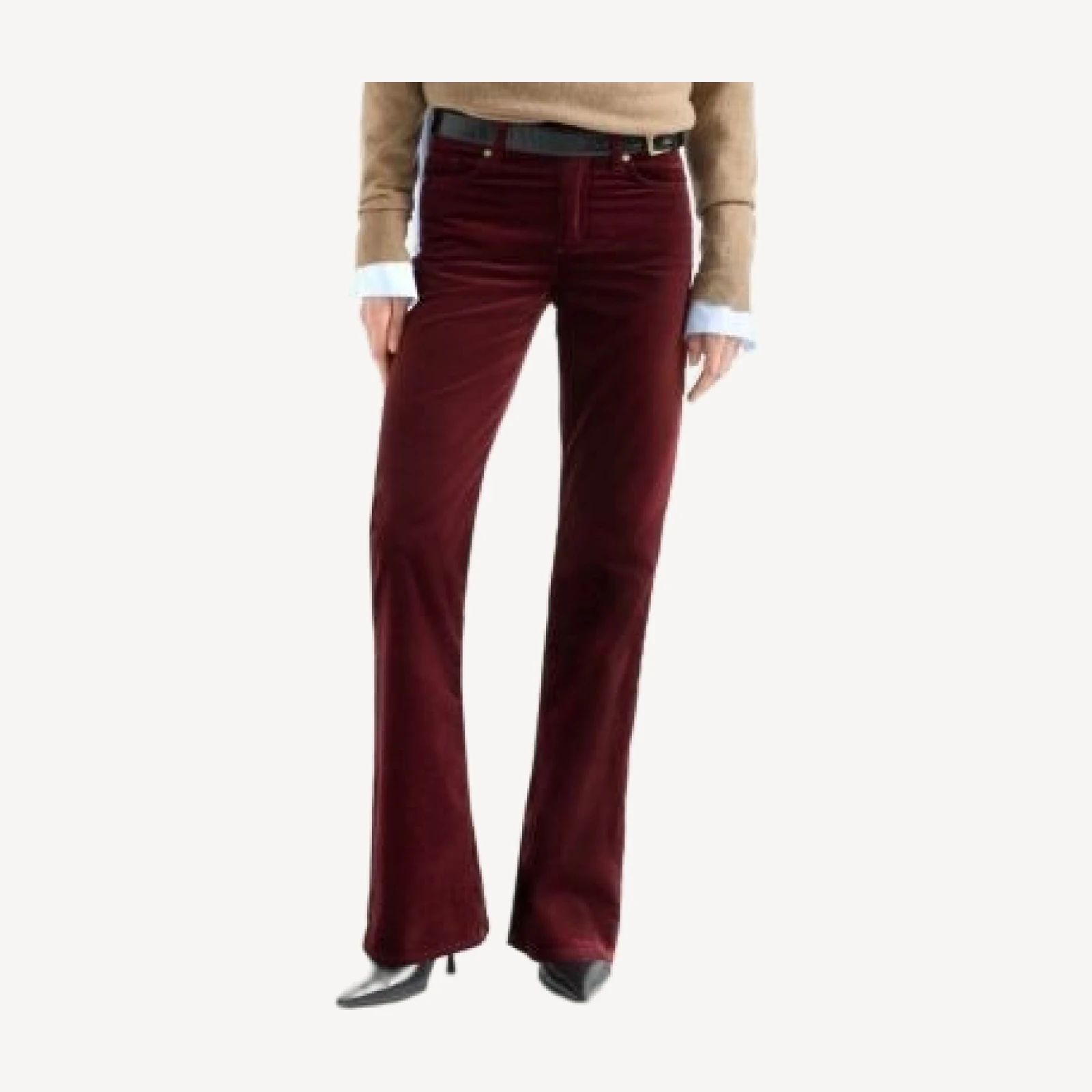 7 For All Mankind The Leggy Mid Rise Bootcut Jeans in Velvet Burgundy