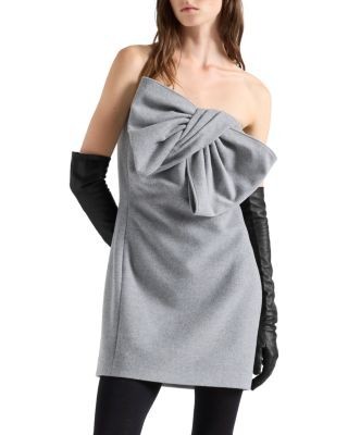 7 For All Mankind Wool-Blend Bow Trim Mini Dress