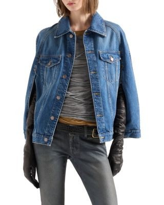 7 For All Mankind Cotton Denim Cape Jacket