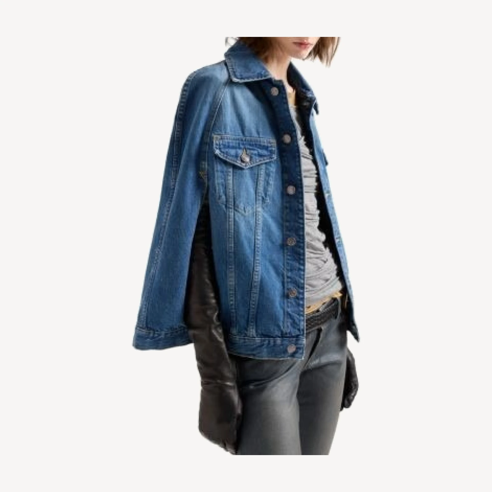 7 For All Mankind Cotton Denim Cape Jacket, photo 4