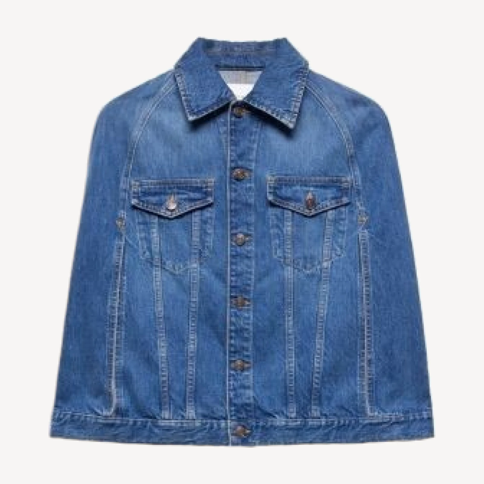 7 For All Mankind Cotton Denim Cape Jacket, cutout