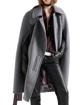 7 For All Mankind Wool Blend Double Breasted Cape Coat