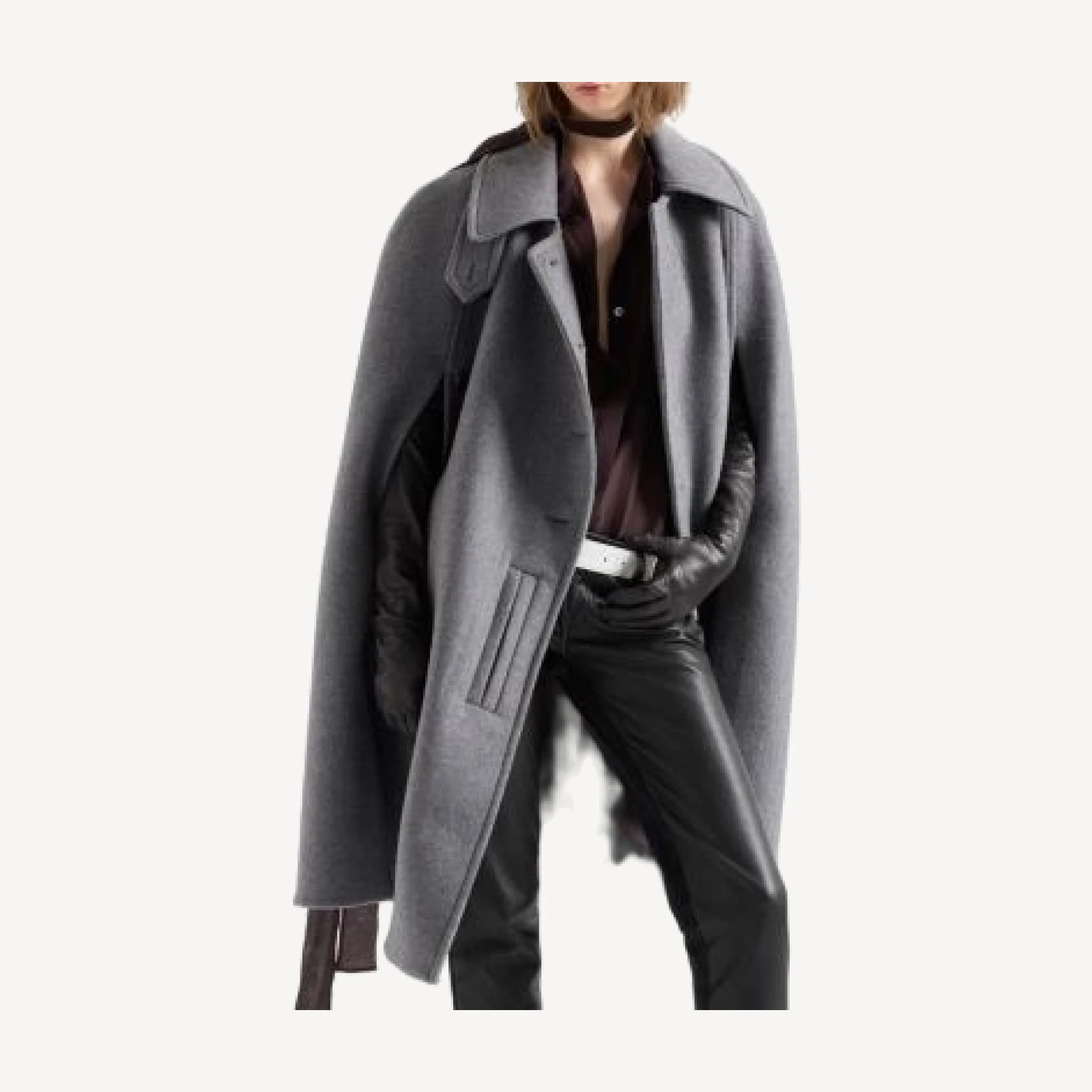 7 For All Mankind Wool Blend Double Breasted Cape Coat
