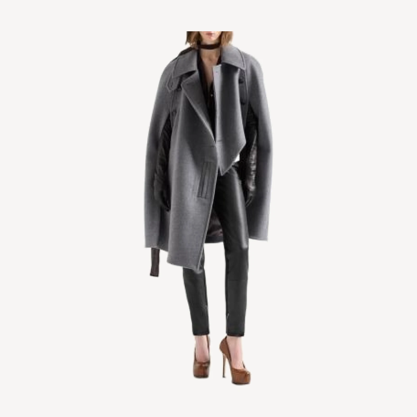 7 For All Mankind Wool Blend Double Breasted Cape Coat