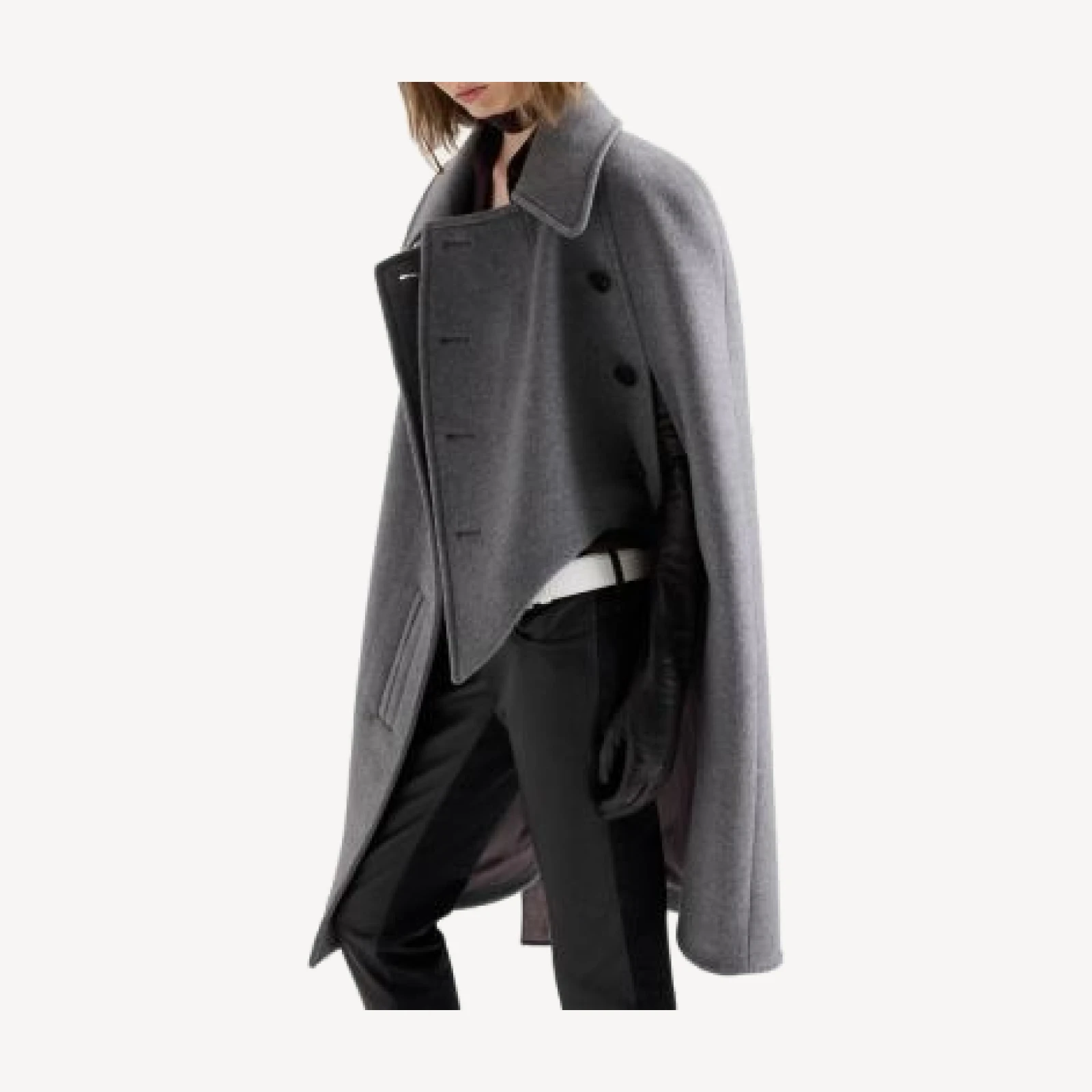 7 For All Mankind Wool Blend Double Breasted Cape Coat