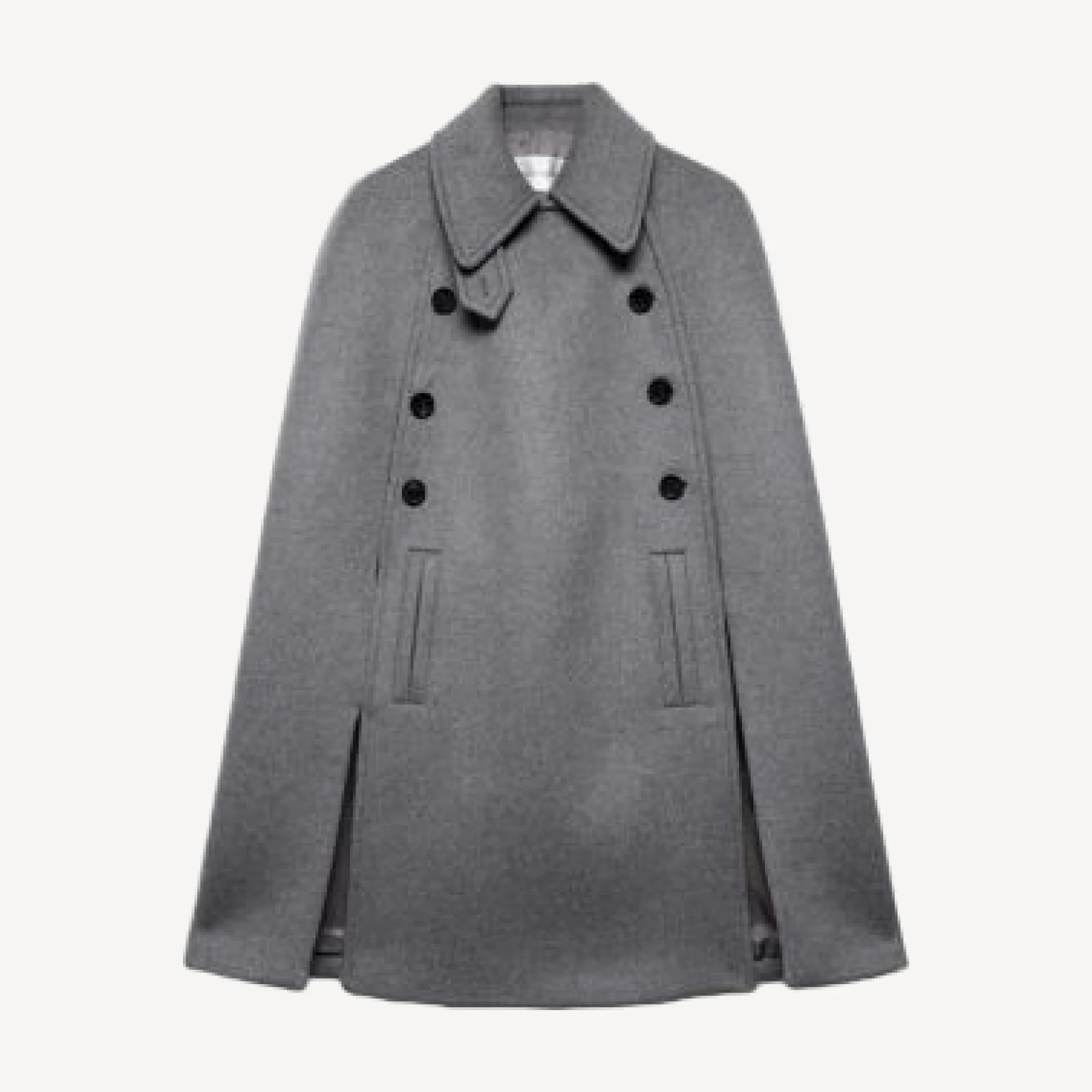 7 For All Mankind Wool Blend Double Breasted Cape Coat