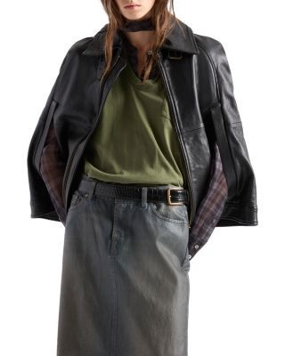 7 For All Mankind Leather Cape Jacket